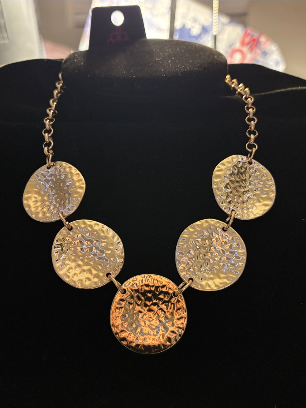 paparazzi Gold Tone Hammered Disc Bib Necklace